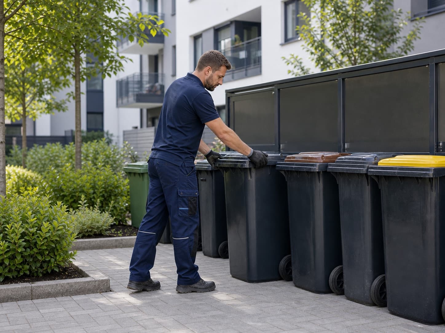 Hausvia Mülltonnenservice in Hannover an einer Wohnanlage